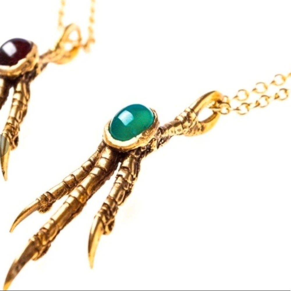 claw necklace silver gold handmade jade citrine